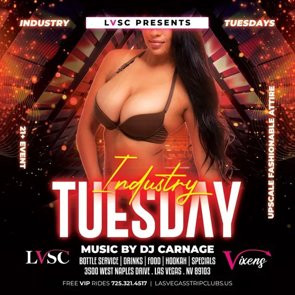 Industry Tuesday flyer, Tuesdays at LVSC Las Vegas Strip Club