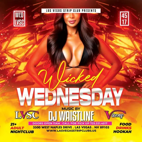 Wicked Wednesday flyer, Wednesdays at LVSC Las Vegas Strip Club